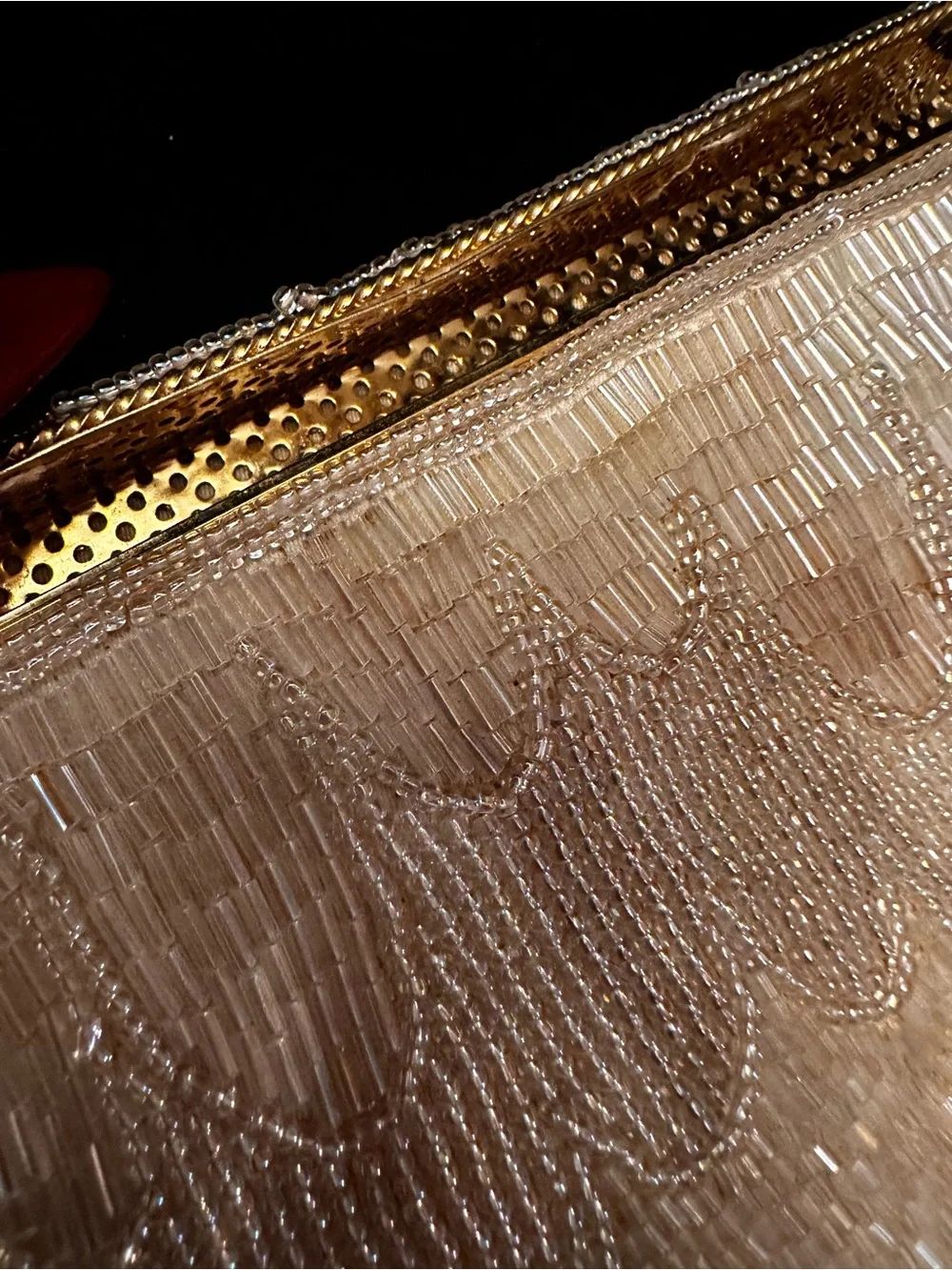 Vintage Carla Marchi Beaded clutch with Gold tone Snake Chain/AS IS